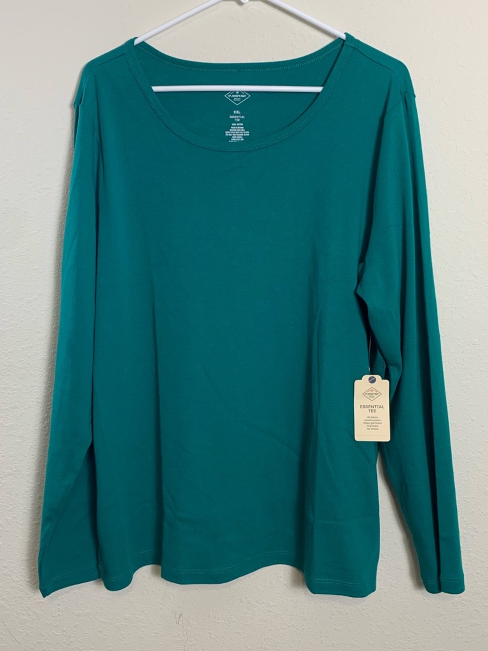 St. John's Bay Deep Green Cotton Essential Tee - XXL NWT Cotton Basic Layer